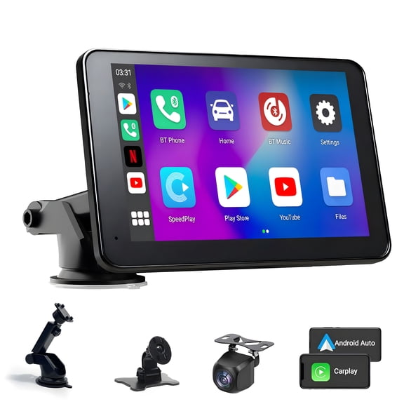 Apenet 7" Touchscreen Portable Car Stereo for Carplay & Android Auto with Bluetooth,GPS,Mirror Link,1080P Backup Camera for All Vehicles