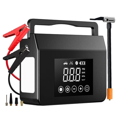 Apenet Jump Starter with Air Compressor, 4000A Car Battery Jump Starter(ALL Gas/8.0L Diesel) with 150PSI Tire Inflator 12V Car Battery Jump Power, 15000mAh PowerBank With LED Light