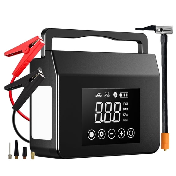 Apenet Jump Starter with Air Compressor, 4000A Car Battery Jump Starter(ALL Gas/8.0L Diesel) with 150PSI Tire Inflator 12V Car Battery Jump Power, 15000mAh PowerBank With LED Light