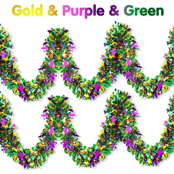 Apepal Home Decor Mardi Gras Decorations Garland 2m Hanging Party Accessory Streamers Green Gold Purple Glittering Garland Decor Multi-color One Size
