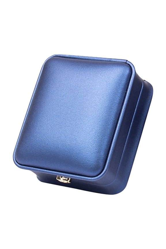 Home Decor Ring Box Proposal Ring Boxes Couple Engagement Jewelry Gift Box Case PU Leather Ring Earrings Jewelry Display For Wedding Blue One Size