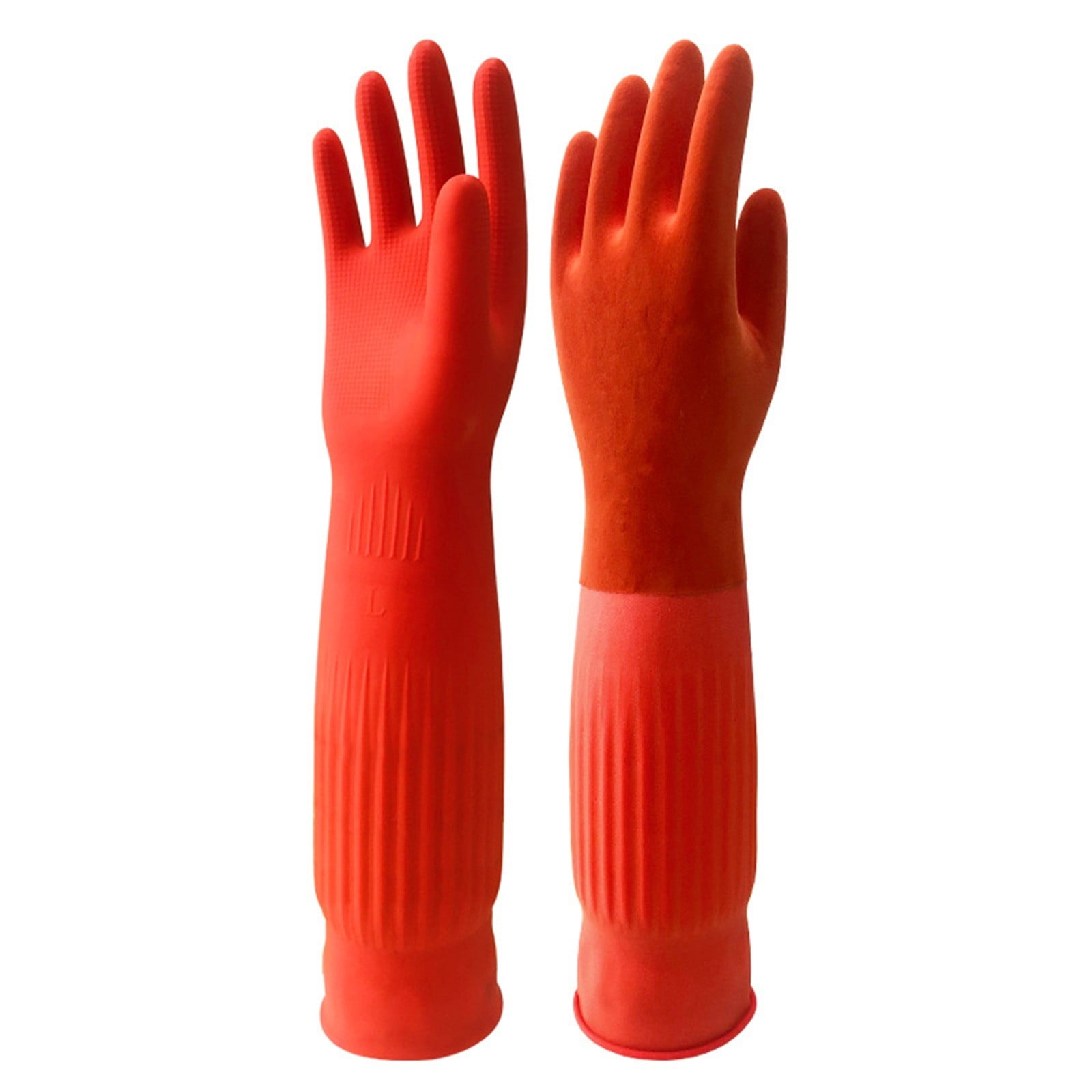 Apepal Home Decor Rubber Waterproof Extra Long Dishwashing Cleaning Household Kitchen Gloves Red