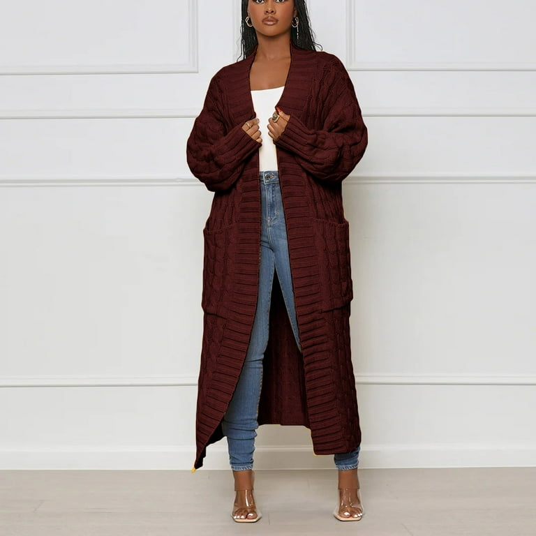 Apepal Sweaters for Women Women s Fashion Casual Cardigan Crum Cave Solid Color Knitted Sweater Coat Fall Sweaters for Women Coffee S Walmart