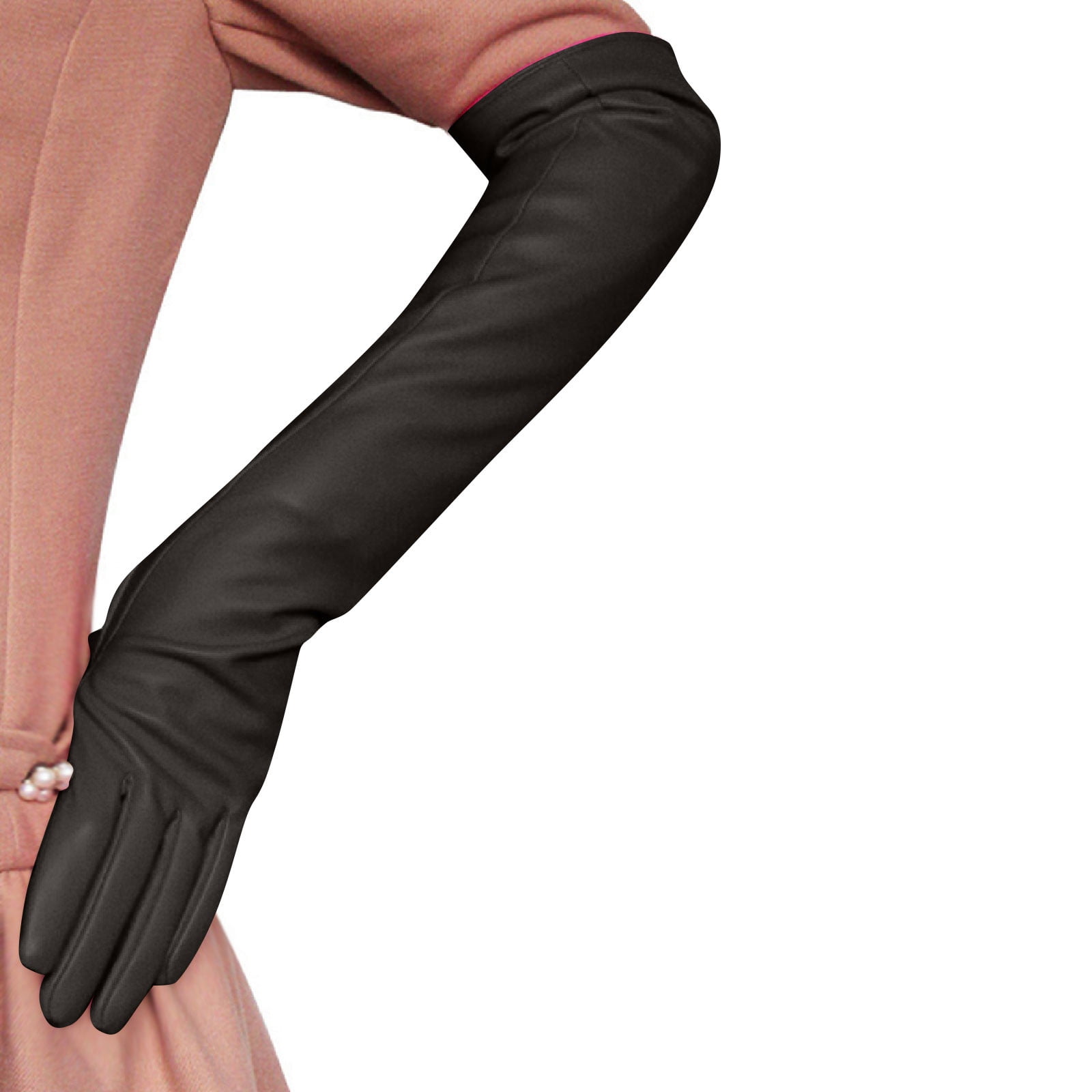 Apepal Women Gloves,Lady Solid Faux Leather Full Finger Long Arm Gloves