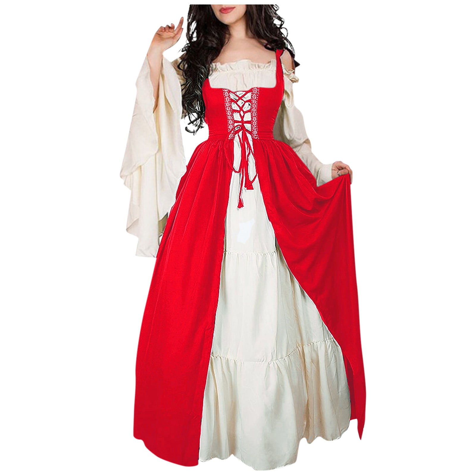 Femme Rouge Carré Col Robe Deux Pièces avec Mauritius Ubuy