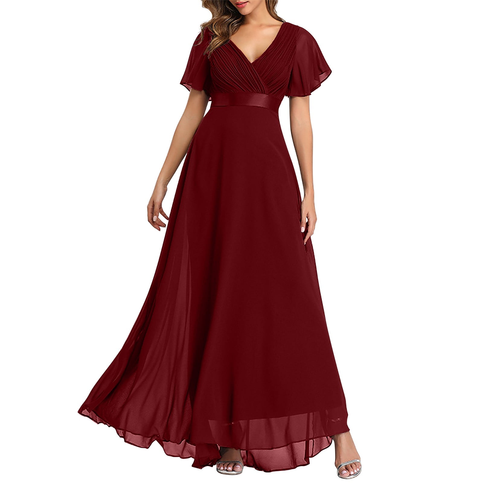 YRGERATON Satin Off-Shoulder Bridesmaid Dress - Tea Length Formal Evening Gown For Women