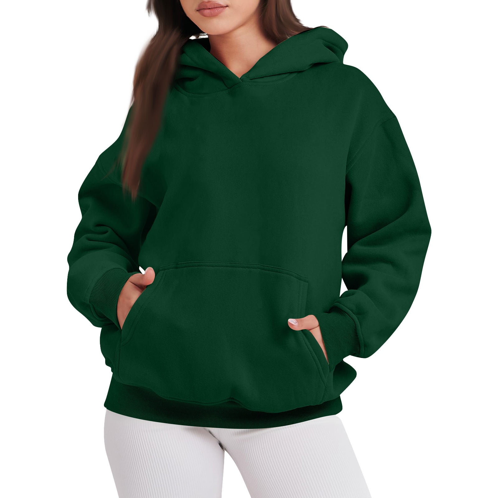 Apepal Womens Oversized Sweatshirts Fleece Hoodies Long Sleeve With Pockets Fall Winter Solid Pullover Dark Green XL Walmart