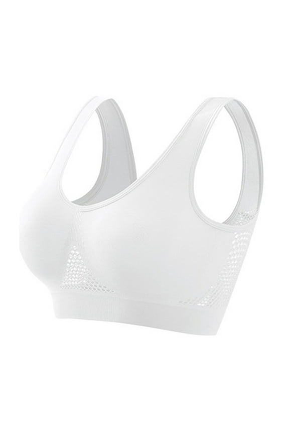 Womens Plus Size Sports Bra Full Figure Camisole Wirefree Sports Bras,Seamless Comfortable Workout Bralettes,Yoga Bra No-Bounce Workout Running Jogging Bra White 4X