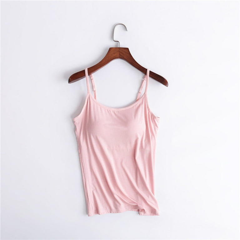 Apepal Womens Tops Summer Tank Tops for Women Women With Chest Pads One  Camisole Thin Straps Underwear Sports Bottoming Shirt Pink 5XL
