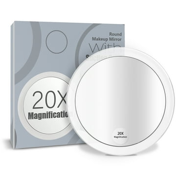 Apercolorier 20x Magnifying Compact Travel Mirror -6'' Magnifying Mirror with  Suction Cups for Easy Mounting.