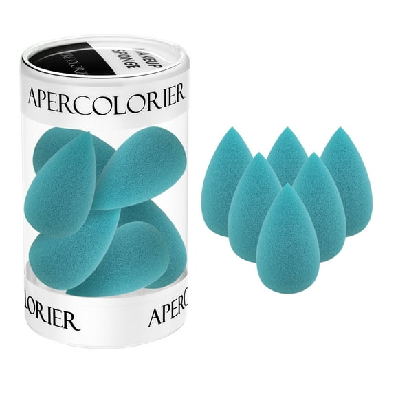 Apercolorier Small Mini Beauty Makeup Sponge Blender Under Eyes 6 PCS ,Latex Free.(Blue)