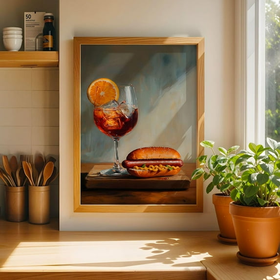 Aperol Print Poster Hotdog Wall Art Kitchen Poster Bar Cart Decor Cocktail Wall Art for Foodie Gift Style, Size 8x12 UNFFRAMED F03.1.6l1671