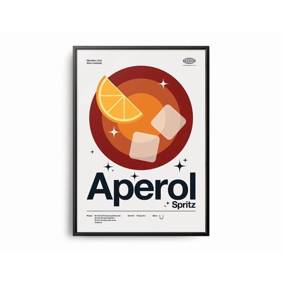 Aperol Spritz Cocktail Poster, Unframed Paper Poster 8x10in