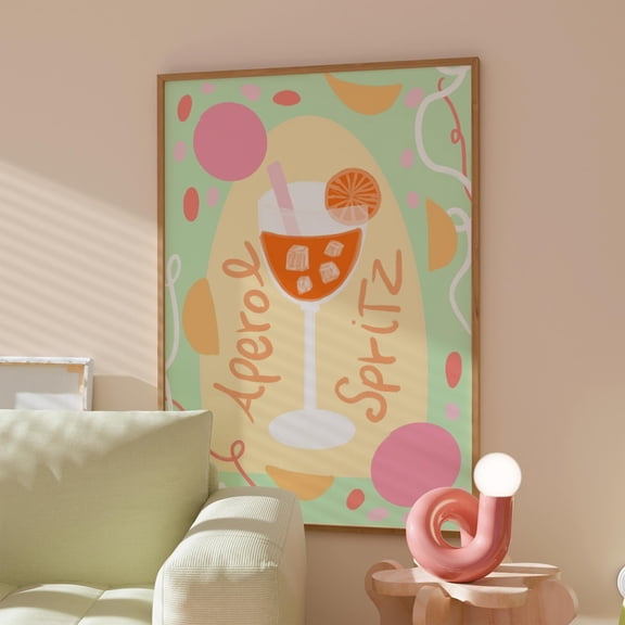Aperol Spritz Cocktail Preppy Summer Poster Unframed Paper Print