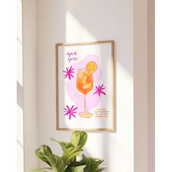Aperol Spritz Cocktail Print Retro Bar Cart Wall Art, Unframed Paper Poster 8x10in