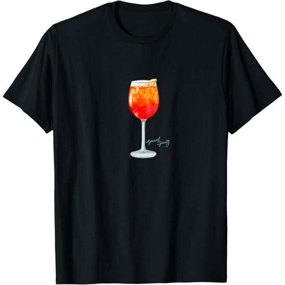 Aperol Spritz Italian Cocktail Elegant Portrait Vintage T-Shirt men and women can wear, black, white, gifts