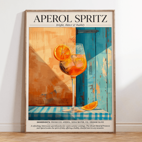 Aperol Spritz Italian Cocktail Summer Bar Poster, Poster Only