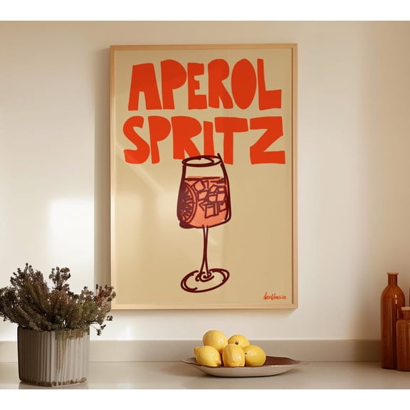 Aperol Spritz Italian Cocktail Unframed Paper Print