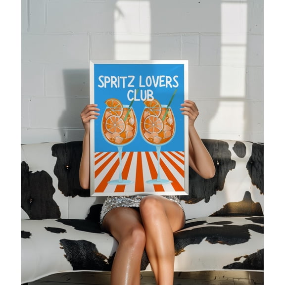 Aperol Spritz Lovers Club Wall Art Retro Bar Decor, Unframed Paper Print Size 8x12