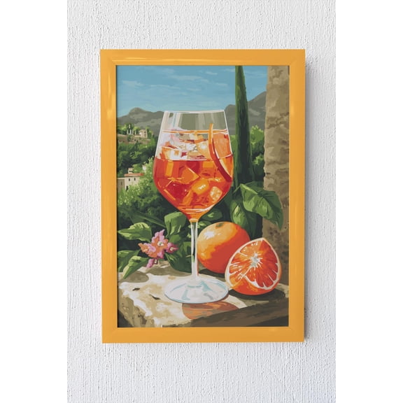 Aperol Spritz Mediterranean Cocktail Poster, Unframed Paper Poster 8x10in