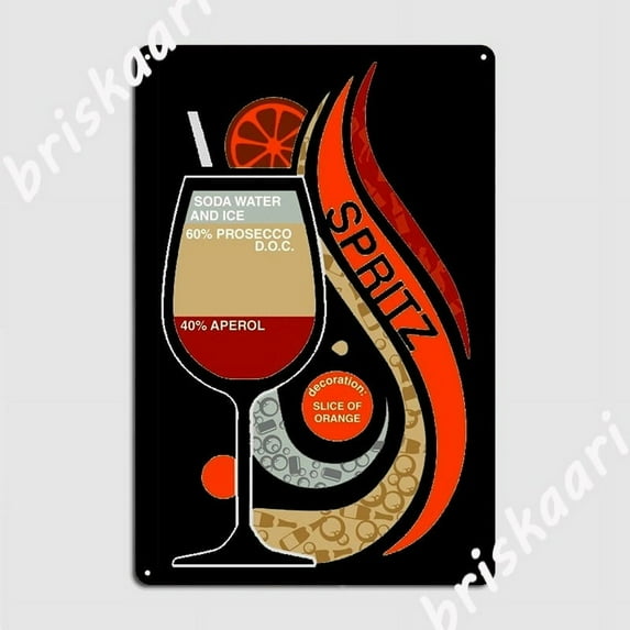 Aperol Spritz Metal Plaque Poster Club Party Retro Pub Garage Poster Tin Sign Poster Size: 8 x 12 Inches
