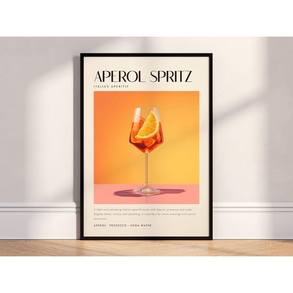 Aperol Spritz Minimal Poster, Unframed Paper Poster 8x10in