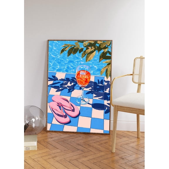 Aperol Spritz Poolside Retro Summer Cocktail Poster Unframed Paper Print