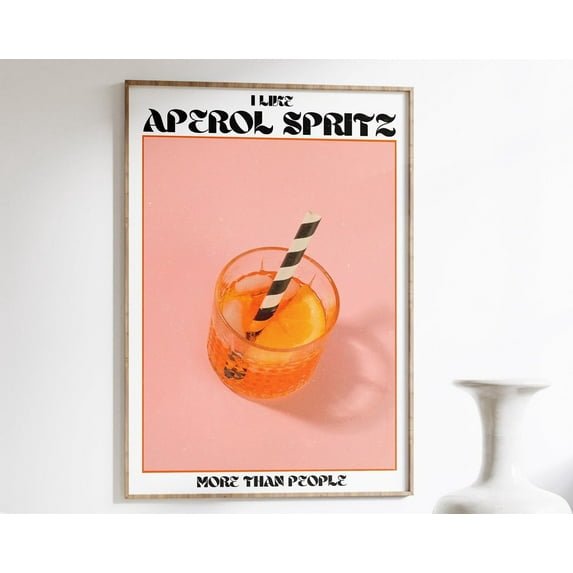 Aperol Spritz Poster, 70S Poster, Orange Wall Art, Kitchen Wall Decor, Bar Wall Poster, Psychedelic Art, Retro Print, Trippy Wall Art Wall Art, Modern Wall Decor, 16x24 UNFRAMED