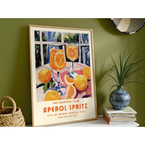 Aperol Spritz Poster - Italian Cocktail Art - Classic Home Decor - Ready To Hang , Poster Print Only