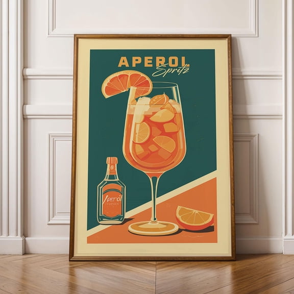 Aperol Spritz Print, Aperol Spritz Poster, Cocktail Bar Wall Art, Bar Cart Art Prints, Retro Cocktail Print, Bar Cart Accessories , Poster Print Only
