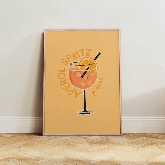 Aperol Spritz Print Poster Trendy Cocktail Print for Kitchen, Unframed Paper Poster 8x10in