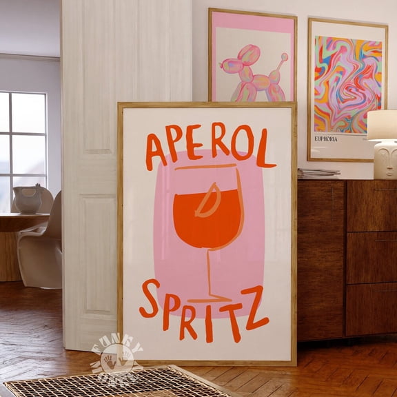 Aperol Spritz Print, Trendy Retro Bar Cart Decor, Dorm Room Print, Fun Cocktail Poster, Girly Drink Wall Art UNFRAMED PAPER POSTER, Home Decor, Vintage Gift, Living Room Dercor