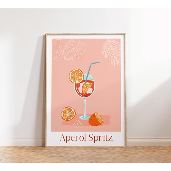 Aperol Spritz Print Trendy Retro Bar Cart Decor Dorm Room Print Fun Cocktail Poster Girly Print Drink Wall Art