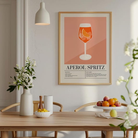 Aperol Spritz Recipe Poster, Unframed Paper Poster 8x10in