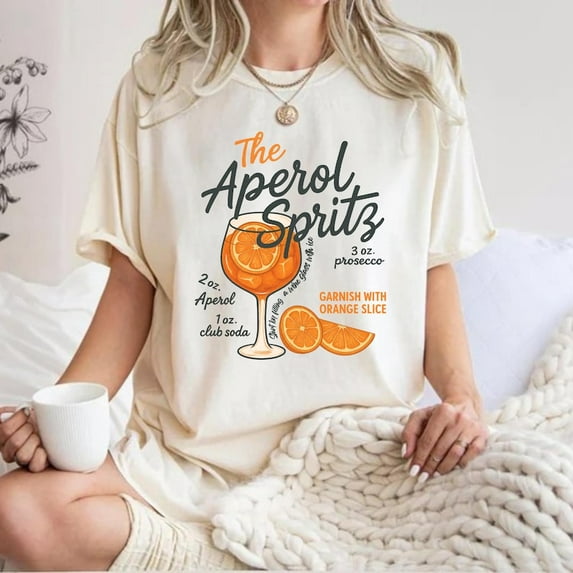 Aperol Spritz Recipe T-Shirt, Summer Cocktail Tee,Bartender Gift, Sunset Drink Shirt, Aperitivo Vibes T-Shirt, Drink Shirt TH310515