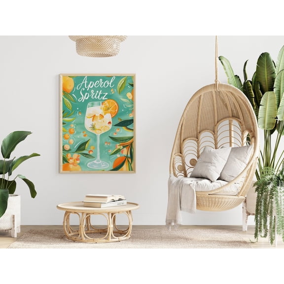 Aperol Spritz Refreshing Retro Turquoise Orange Motif Summer Mediterranean Unique Interior Ideas Poster Unframed Paper Print
