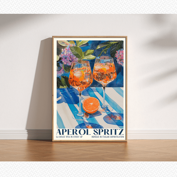 Aperol Spritz Retro Italian Cocktail Poster, Trendy Summer Wall Art, Poster Only