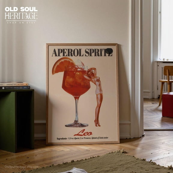 Aperol Spritz Vintage Poster Print Retro Advertising Wall Decor, Italian Cocktail Poster For Home Bar Decoration And Gallery Wall , Poster Print Only