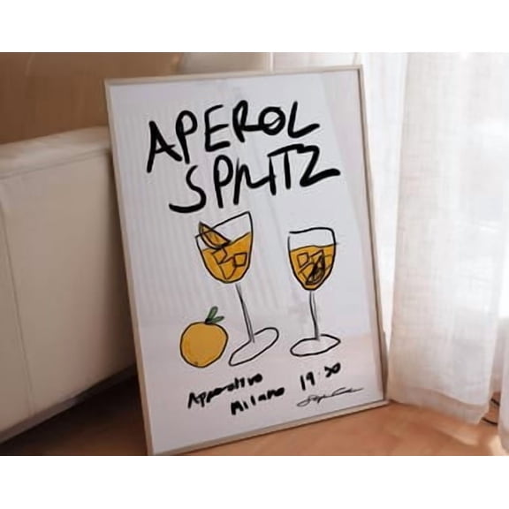 Aperol Spritz Wall Poster Retro Cocktail Bar Cart Poster , Poster Print Only