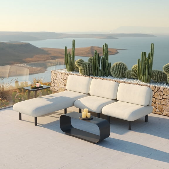 Aperto Accent Chair Beige Accent Chair, Modern Style, Removable and washable cushion cover, Aluminum, Outdoor Living