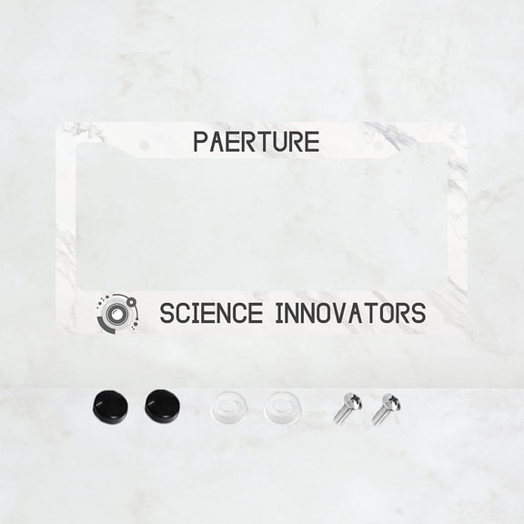 Aperture Science Innovators license plate frame, interesting license plate frame, license plate label, front and rear license plate covers, license plate frame holder, size 12x6 inch