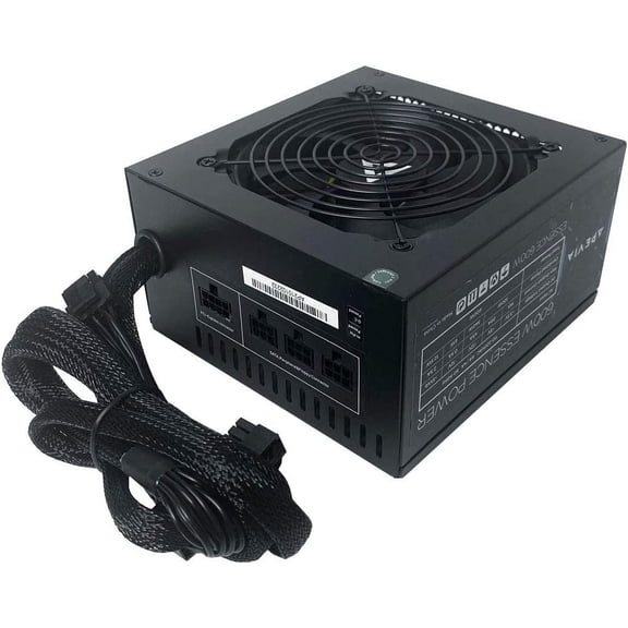 Apevia ATX-ES600W Essence 600W ATX Semi-Modular Gaming Power Supply with Auto-Thermally Controlled 120mm Black Fan, 115/230V Switch, All Protections