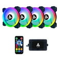 thumbnail image 1 of Apevia TL4-RGB Twilight 120mm Silent Dual-Ring Addressable RGB Color Changing LED Fan for Gaming with Remote Control, 28x LEDs & 8X Anti-Vibration Rubber Pads (4-pk), 1 of 5