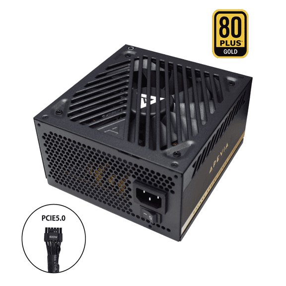 Apevia ATX-GX850W PCIe 5.0 & ATX 3.0 Ready Galaxy 850W 80+ Gold Certified, Gen 5 12VHPWR Connector, Active PFC ATX Semi-Modular Gaming Power Supply