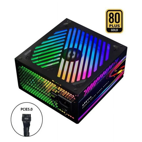 Apevia ATX-PM850W PCIe 5.0 ATX 3.0 Ready Premier 850W 80+ Gold Certified, Active PFC ATX Semi-Modular Gaming Power Supply, 366 RGB Light Modes