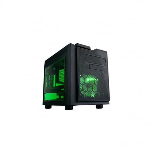 Apevia X-QPACK3-GN No Power Supply Micro ATX Case, Black & Green