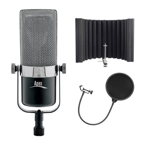 Apex 210B Ribbon Microphone Bundle with Pop Filter, sE Electronics RF-X
