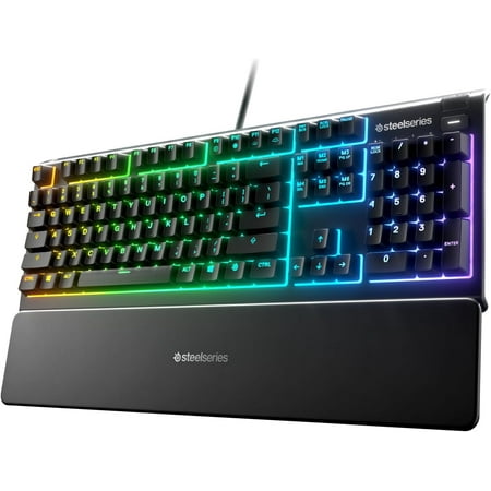 Apex 3 RGB Gaming Keyboard – 10-Zone RGB Illumination – IP32 Water Resistant – Premium Magnetic Wrist Rest (Whisper Quiet Gaming Switch)