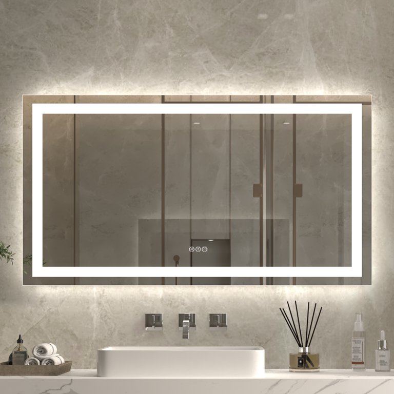 AWANDEE 72x32 LED Bathroom Mirror with Lights, Backlit + Front Lit,  Anti-Fog Lighted Vanity Mirror for Bathroom Wall, Dimmable LED Vanity  Mirror with