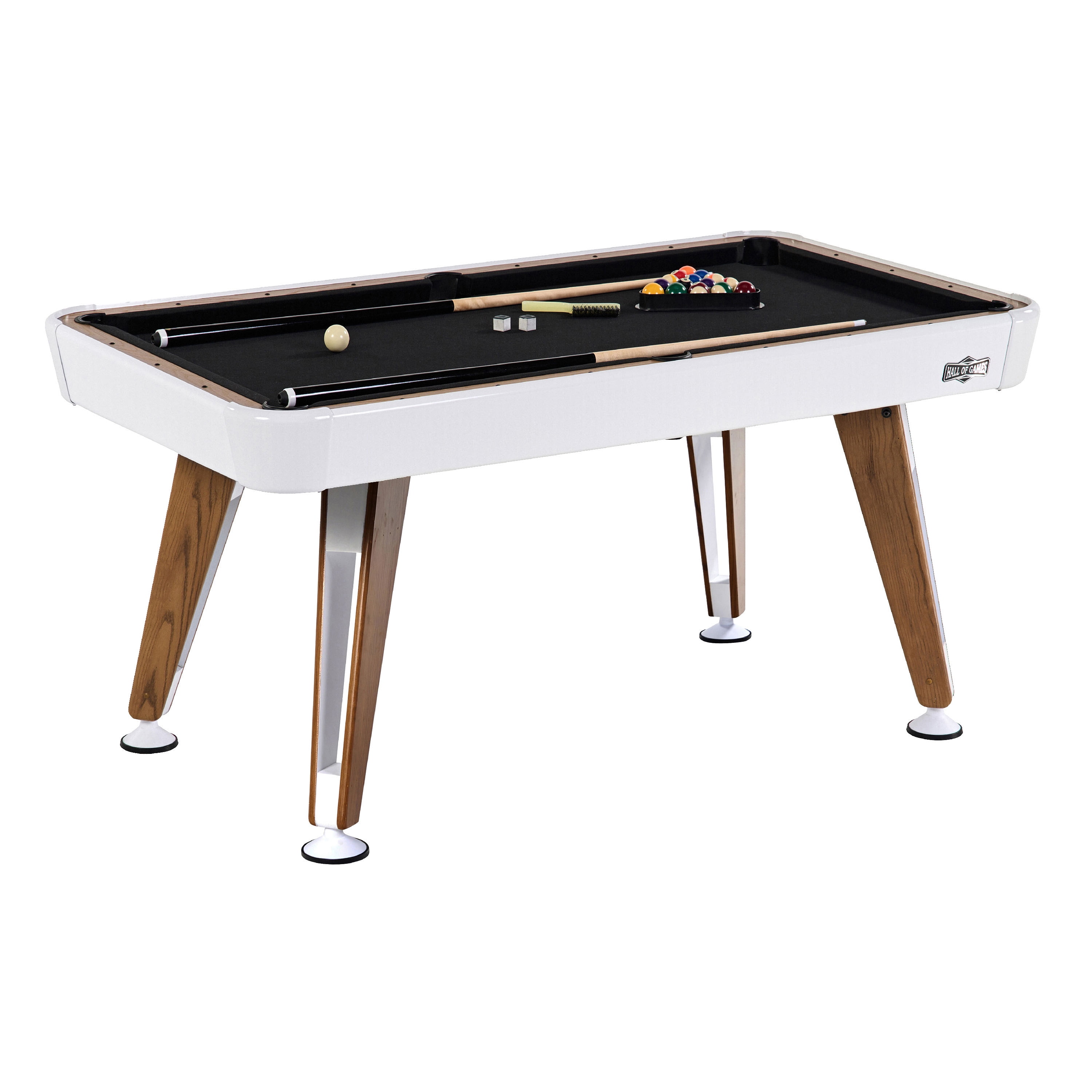 Apex 66" White and Oak Wood Modern Billiard Table